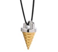 ZIAFRPN Simon Core Drill Collier avec pendentif cône en alliage avec cordon noir doré et argent bicolore 400 mm