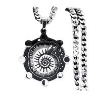 ZIAFRPN Sorcière Escargot Star Lune Phase Collier pour Femmes Hommes Acier Inoxydable Cho Ku Rei Science Colliers Bijoux Colar Feminino 2522-QKC