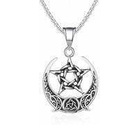 ZIAFRPN Sorcière Pentagramme Lune Nœud Celtique Pendentif Collier pour Hommes Femmes Mode Lucky Amulette Bijoux félicitations Cadeaux
