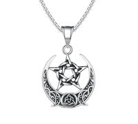 ZIAFRPN Sorcière Pentagramme Lune Nœud Celtique Pendentif Collier pour Hommes Femmes Mode Lucky Amulette Bijoux