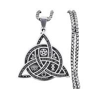 ZIAFRPN Sorcière Trinité Nœud Celtique Collier Pentagramme en Acier Inoxydable Triple Lune Déesse Colliers Collier de Bijoux N3406S02
