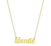 ZIAFRPN Sourire Pendentif Collier pour Les Femmes Filles Mots Anglais positifs Collier Ras de Cou Fête d’Anniversaire Cadeau pour Les Amis