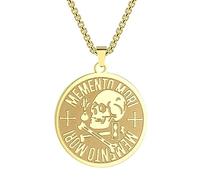 ZIAFRPN Steampunk tête de Mort Collier pour Hommes Bijoux Memento Mori Philosophie stoïque Amor Fati Collier Pendentif