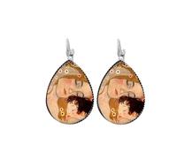 ZIAFRPN SUTEYI Peinture Classique en Forme De Larme Boucles D’Oreilles Bijoux Gustav Klimt Le Baiser Photo Verre Dôme Goutte D’Eau Femmes Boucles D’Oreilles
