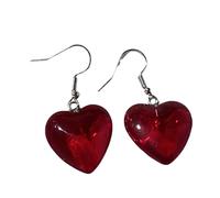ZIAFRPN Sweet Cool Harajuku Verre Rouge Amour Coeur Boucles D’Oreilles pour Femmes Filles Y2k Punk Bowknot Boucle D’Oreille Coréen Accessoires Cadeaux