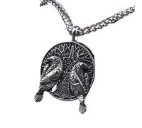 ZIAFRPN Talisman Nordique Corbeaux d’Odin Deux Corbeaux Huginn et Muninn Pendentif sur Collier