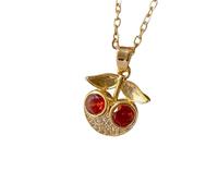 ZIAFRPN Tempérament Exquis et à la Mode avec des Yeux Rouges et Un Collier de Fruits de Cerise, Classique et Polyvalent pour Les Filles, la fête et Le dîner