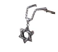 ZIAFRPN Tendance étoile Pendentif Collier Hommes Femmes Israël juif étoile de David Croix chaîne Judaica Charme Ras de Cou Bijoux Cadeaux