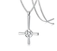 ZIAFRPN Tendance Vintage Mode Croix Pentagramme Pendentif Collier Hommes et Femmes Niche Rue Fête Pendentif Populaire BijouxCadeaux