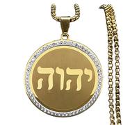 ZIAFRPN Tétragramme juif Collier hébreu pour Femmes Hommes en Acier Inoxydable Yahweh Israël amulette chaîne Bijoux NZZZ502