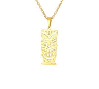 ZIAFRPN Tiki Totem Collier Peuple Autochtone Masque Culture Tribale Géométrique Pendentif Bijoux