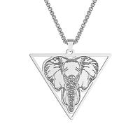 ZIAFRPN Triangle Éléphant Tête Collier pour Hommes Femmes Thaïlande Amulette Mignon Animal Pendentif Collier Bijoux