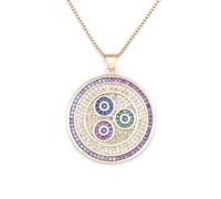 ZIAFRPN Turc Rond Mauvais œil Collier Micro pavé Zircon Pendentif plaqué Or Longue chaîne fête Anniversaire Bijoux Cadeau