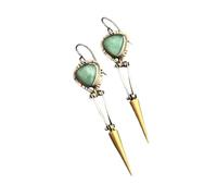 ZIAFRPN Unique rétro Argent Or Deux Tons Couleur géométrie Boucles d’Oreilles Femmes Classique Longs Pompons Boucle d’Oreille Bijoux de fête