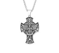 ZIAFRPN Vintage 316L Saint Pendentif Collier pour Homme Mode Ange Ailes Croix Colliers amulette Bijoux félicitations Cadeaux