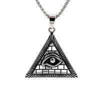 ZIAFRPN Vintage AG Franc-maçonnerie Oeil de Dieu Pendentif Breloque Collier pour hommes Mode Hip Hop Punk Bijoux Protecteur Accessoires Fête