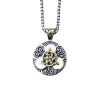 ZIAFRPN Vintage Celtique Irlandais Concentrique Noeud Triangle Noeud Pendentif Collier pour Hommes Femmes Lucky Nordic Amulette Bijoux félicitations Cadeaux