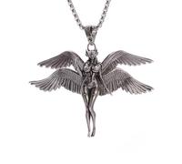 ZIAFRPN Vintage Couleur Argent ailé Saint Ange Pendentif pour Hommes et Femmes Gardien éternel Bijoux Meilleurs Cadeaux