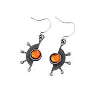 ZIAFRPN Vintage Couleur Argent Rond Sculpture Pierre Jaune Boucles d’Oreilles pour Femmes Bijoux