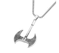 ZIAFRPN Vintage Double Face Viking Noeud Celtique Collier Nordique Hache Pendentif pour Hommes amulette Bijoux Cadeau