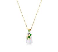 ZIAFRPN Vintage Fleur Verte Blanc Pierre Pendentif Colliers Courts Pour Femmes Bijoux En Acier Filles Cadeau D’anniversaire-
