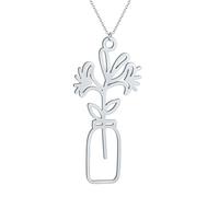 ZIAFRPN Vintage Flower Art Line Femmes Neckalce Chaînes en Acier Inoxydable Collier Ras de Cou pour Mère Amie Cadeau Exquis pour Ses Bijoux
