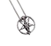 ZIAFRPN Vintage inversé Pentagramme Satan chèvre Collier Pendentif Baphomet satanisme Collier Unique amulette païenne Bijoux