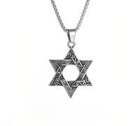 ZIAFRPN Vintage juif étoile de David Pendentif Collier Hommes Femmes juif hébreu Foi amulette Bijoux Cadeau