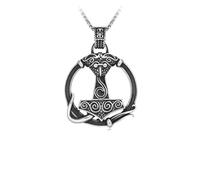 ZIAFRPN Vintage Nordique Vikings Marteau amulette Pendentif Collier chaîne Mjolnir Pendentif pour Hommes garçons Nordique Bijoux