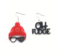 ZIAFRPN Vintage Oh Fudge Boucles D’Oreilles Asymétriques Boucles D’Oreilles Acryliques Créatives pour Femmes Filles Bijoux De Noël