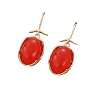 ZIAFRPN Vintage Or Couleur Ovale incrusté vin Rouge Pierre Boucles d’Oreilles pour Femmes personnalité Classique fête Boucles d’Oreilles Bijoux