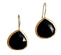 ZIAFRPN Vintage Or incrusté Pierre Noire Dangle Boucle d’Oreille pour Les Femmes Tendance Party Fiançailles Mariage Boucles d’Oreilles Bijoux