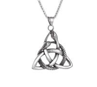 ZIAFRPN Vintage Punk Ouroboros Trinity pendentif collier pour hommes femmes nordique celtique noeud Animal serpent amulette bijoux cadeau félicitations cadeaux