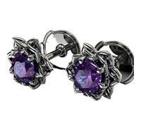 ZIAFRPN Vintage Rond incrusté de Pierre Violette Fleur Boucles d’Oreilles géométriques de Couleur Noire Boucles d’Oreilles pour Femmes Bijoux