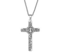 ZIAFRPN Vintage Saint Benoît Croix Collier Catholique Pendentif pour Hommes Femmes Unique Amulette Bijoux Cadeau