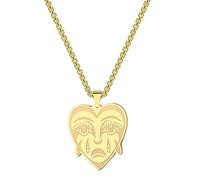 ZIAFRPN Visage Qui pleure Coeur Collier Femmes Hommes Couple Bijoux Visage Pleurer Coeur Charme Pendentif Bijoux Cadeau