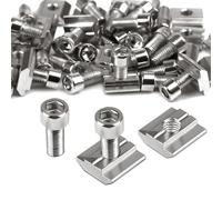 Ziamzra 50 Pcs Écrous À Fente M8 et Vis M8 - Rail à Fente T M8 Série 30 8 Écrous Coulissants Acier Au Carbone Type B M8 Écrous à Fente T M8 pour Rail Guidage D'extrusion Profilé Aluminium