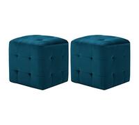 Ziaphsol 2 pcs Blue Velvet Fabric Nightstands 30x30x30 cm Wooden Frame Modern Retro Style Bedside Tables with Storage for Bedroom Living Room Dormitory