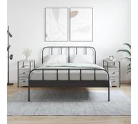 Ziaphsol 2 pcs Sonoma Grey Bedside Tables 30x60x60cm Wooden Engineering Frame Modern Bedroom Nightstands with Storage and Adjustable Feet for Living Room and Bedroom Decor