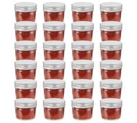 Ziaphsol 24 pcs Pots à Confiture en Verre avec couvercles argentés 110 ML, contenants hermétiques pour Conservation, Stockage Alimentaire, Garde-Manger, Cuisine, Table de déjeuner