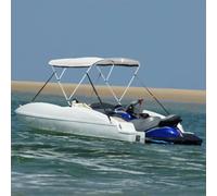 Ziaphsol 3-Bow Bimini Top avec panneaux latéraux en maille, 183 x (185-198) x 137 cm, polyester PU 600D, cadre en aluminium, pour yacht, bateau pneumatique, bateau à moteur, protection solaire et