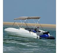 Ziaphsol 3-Bow Bimini Top avec panneaux latéraux, gris anthracite, 183 x (185-198) x 137 cm, bateau avec cadre en aluminium et polyester PU 600D, pour yacht et bateau à moteur, protection solaire et