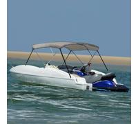 Ziaphsol 3-Bow Bimini Top Gris 183 x 160 x 137 cm Polyester avec revêtement PU Cadre en aluminium Protection solaire pour bateau pneumatique Yacht Bateau à moteur Protection contre la pluie et la