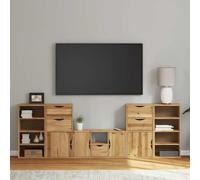 Ziaphsol 5 pièces.Meuble de salon ODDA, pin massif finition cire miel, meuble TV modulaire, espace de rangement pour salon, console multimédia, armoire d'appoint