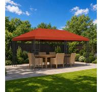 Ziaphsol Abri de Jardin avec Murs latéraux en Mesh 6 x 3 m Terre Cuite pour terrasse extérieur Patio avec Toit à Circulation d'air Robuste et Structure en Acier Enduit de Poudre idéal pour Repas en
