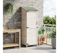 Ziaphsol Abri de Jardin Blanc en Bois de Sapin Massif 59,5 x 56 x 176,5 cm avec Toit en Asphalte Porte à louvre pour Rangement extérieur et Stockage d'outils et matériel de Jardin