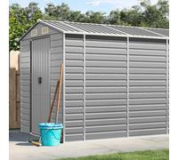 Ziaphsol Abri de jardin gris clair en acier galvanisé 191 x 555 x 198 cm, abri à outils en métal avec protection des coins, verrouillable avec portes pour outils, bois et tondeuses à gazon