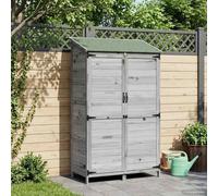 Ziaphsol Abri de Jardin Gris en Bois de Sapin Massif 106,5 x 56 x 176 cm avec Toit Porte à louvre pour Rangement extérieur et Stockage d'outils ou vélos