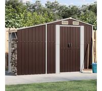 Ziaphsol Abri de jardin marron en acier galvanisé avec support pour bûches de chauffage, 277 x 93 x 179 cm, abri de jardin, rangement, extérieur, résistant aux intempéries
