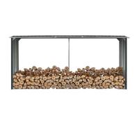 Ziaphsol Abri de Stockage à Bois en Acier galvanisé Anthracite 330x92x153cm avec Support Panier étagère pour cheminée poêle Foyer Chauffage extérieur intérieur